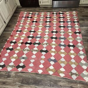 Vintage Handmade Bow Tie Pieced Single Quilt 73x66